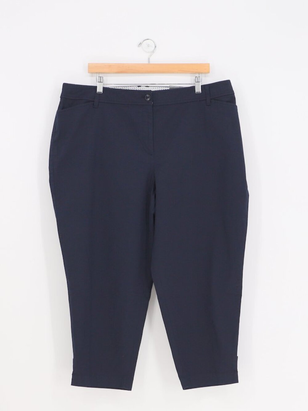 NWT TALBOTS Heritage Twill Perfect Cropped Pants in Navy Blue Size 20Wp